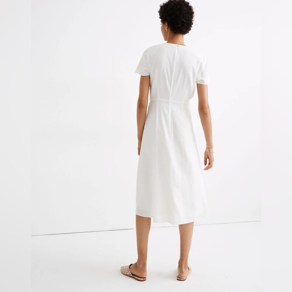 Madewell Linen-Blend Button-Wrap Midi Dress - Lighthouse (6) - Picture 2 of 8